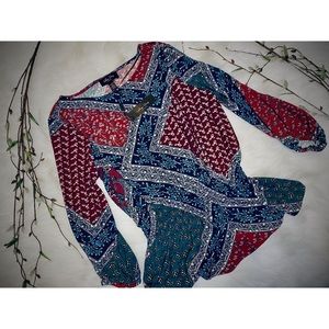 Melissa Paige Petite patchwork peplum blouse